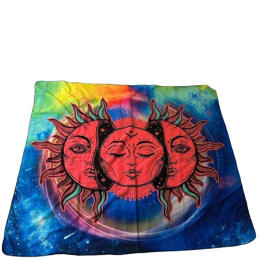 Sun Moon Tapestry Tie Dye Stars Rainbow